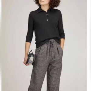 C O Collections Silk Knit Polo Collar Sweater. Size: S